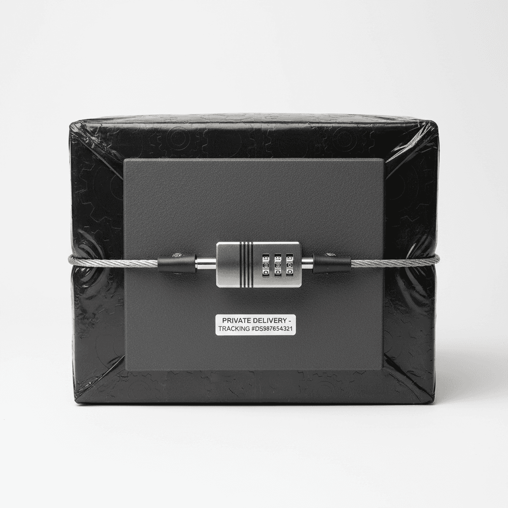 Secure locked package representing discreet shipping